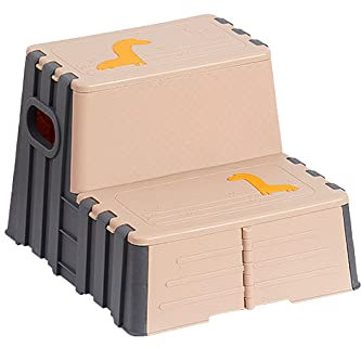 Uqezagpa Doppelschichtiger Kleinkind-Tritthocker für Kleinkinder, zusammenklappbar, 2-stufiger Hocker, tragbarer Klapphocker für Erwachsene