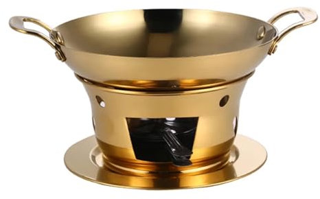 AIXILAN Chafing-Dish-Buffet, Buffet-Wärmer-Pfanne, Edelstahl-Chafing-Dish-Buffet-Set mit Alkoholkocher, kommerzieller Trockenkessel-Hot Pot for Hochzeiten, Catering, Partys(Gold,26cm)