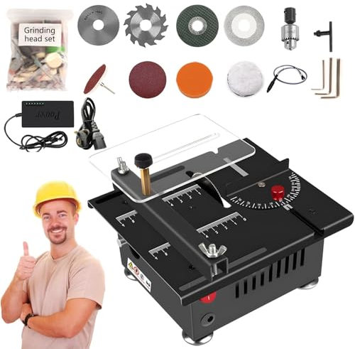 JJENXYYDS Sierra de Mesa Mini, Sierras de Mesa portátiles para Trabajar la Madera, Profundidad de Corte Ajustable elevable de 16 mm, para Manualidades, Bricolaje, Madera Hecha a Mano