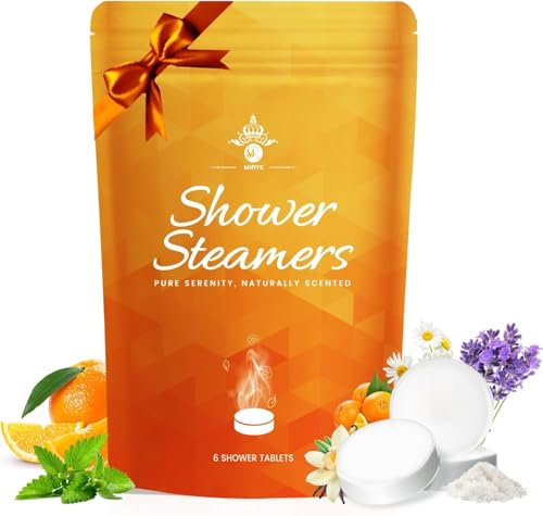 MR MIRYE Aromatherapy Shower Steamers: 6Pack Unique Shower Bombs. Ideal for Birthdays, Christmas Stocking Stuffers Gifts—They Release Fragrant scents for spa-Like Relaxation and at-Home self-Care.