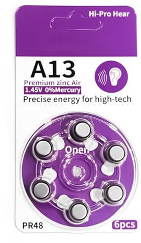 HDOYTXXM Pack Of 6 A13 Air Batteries A13 Battery For Hearing Device With High Energy Density And Stable Voltages Output
