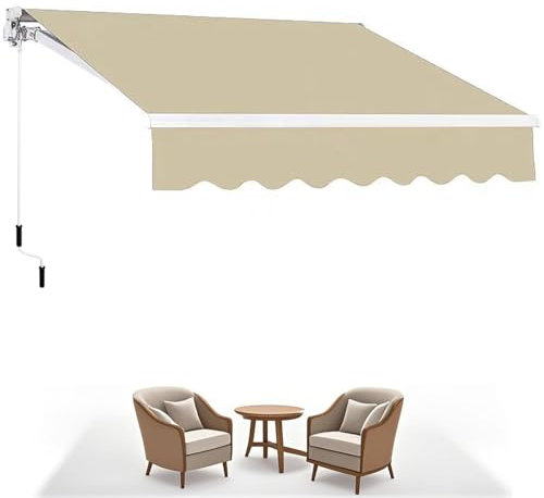 Toldo RetráCtil con Manivela para Patio 5x1.5m,5x2m,5x2.5m,5x3m, Toldo Manivela Manual, Impermeable, Anti UV, Aluminio, para Porche, JardíN, Terraza, Exterior