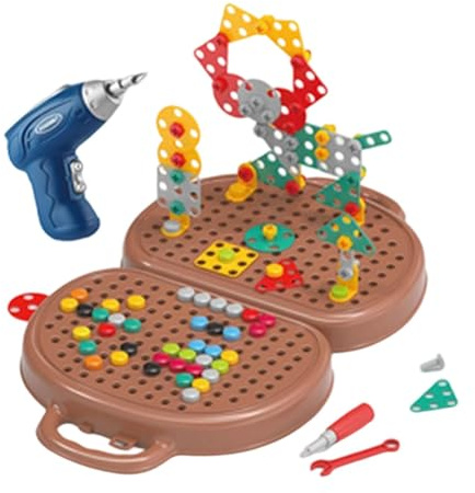 Boîte à Outils de Jeu, Puzzle, Construction de Jouets avec Perceuse, Boîte à Outils Créative, Jeu D'outils de Vis pour, Ours