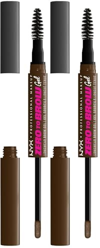 NYX Professional Makeup Gel à Sourcils Teinté Zero To Brow, Jusqu'à 2 Jours de Tenue, Sans Transfert ni Tache, Teinte : Chocolate (06) (Lot de 2)