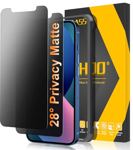 JEHOO 2 Pack for iPhone 13/13 Pro/14/16e Matte Privacy Screen Protector, 28°Anti-Spy, Anti-Glare, Anti-Reflection, Anti-Fingerprint, Smooth as Silk 9H Tempered Glass Film for Gaming Enthusiasts