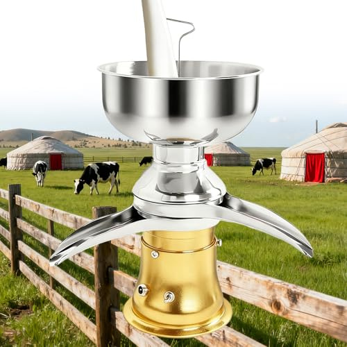 QianCruxtacy Centrifuga Latte Elettrica Professionale 50L/H,Separatore di Crema Regolabile,Macchina per Burro e Formaggio,Materiale Acciaio Inossidabile Grado Alimentare,per Fattorie e Domestico Gold