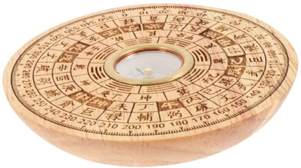 Parliky Feng Shui Kompass aus Pfirsichholz Runde Form Traditionelle Feng Shui Markierungen Kompakt und Tragbar als Dekoratives Wohnaccessoire für Glück Gesundheit und Harmonische Energie