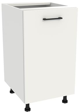 Laclar Capri Unterschrank 48,5x45x82 cm – moderner Küchenschrank | Front Weiß Matt, Korpus Weiß | Soft-Close, modulares System, Designküche, pflegleicht, leise Scharniere