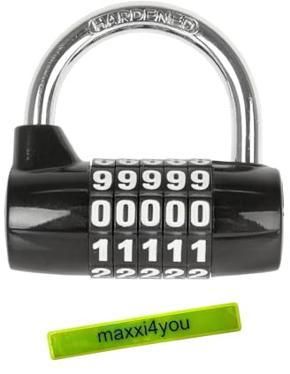 M-Wave PD5 Fahrradschloss Zahlenschloss Vorhängeschloss Bügelschloss inkl. maxxi4you Reflexband