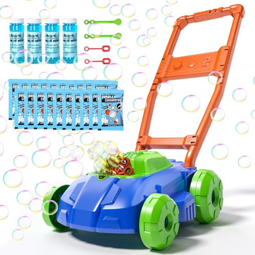 BLmukce Bubble Lawn Mower for Kids Toddler 1-3 Years Old, Outdoor Play Bubble Blower Toy for Girl Boy Baby, Easter Birthday Gift for 1 2 Year Old Kids, Automatic Bubble Machine Toys for Garden Yard