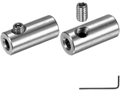 M METERXITY 2 Abrazaderas de Cable de Acero, Agujero 3.3mm Acero INOX. 304 Doble Agujero con Bloqueo con Tornillos Allen y Llave para Cable Rigging/Cuerda Decorativa Bricolaje/Tendedero