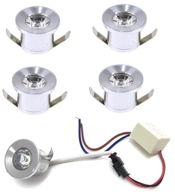 Kovalmax® Kit 5 faretti luce bianca faretto led 1 watt a incasso trasformatore silver P31-5F