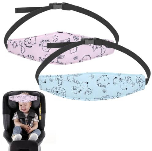 2 Pièces Bandeau Voiture Pour Enfant, Maintien Tête pour Sièges Auto, Sangle Ajustable pour Sécurité et Confort lors des Trajets en Voiture