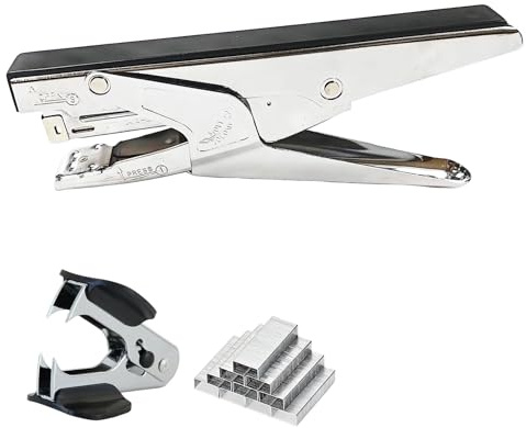 Heftgerät Metall im Set mit 1000 Heftklammern und Klammerentferner - Robuster Tacker für bis zu 20 Blätter, Perfekt für Büro & Zuhause, Ergonomisch und Aufprallsicher，tacker büro，entklammerer