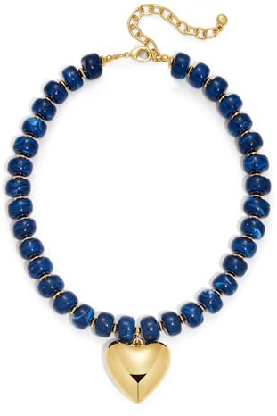 TOVABA Halskette Damen mit Buntem Kunstharz Perlen und Goldenem Herzanhänger, Boho Modeschmuck Kette mit Herz, Verstellbare Perlenkette für Frauen & Mädchen, Farbiges Design