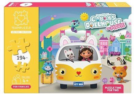 Gabby's Dollhouse – Kinderpuzzle 194 Teile | TEAMPUZZLE für Familien | Puzzle mit kleinen & großen Teilen | Gemeinsames Puzzeln für Eltern & Kinder ab 4 Jahren