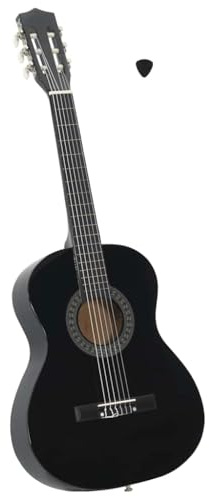 Ziaphsol Chitarra classica 3/4 in legno di tiglio massiccio, per principianti e bambini, nera, 91,4 cm, con corda in nylon e tastiera in plastica dura, per esercitarsi a casa e in classe