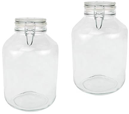 Bormioli Fido - Bicchieri con chiusura a leva, 2 pezzi, capacità 5 l, conservazione ermetica grazie all'anello di gomma e alla chiusura a gancio metallico.