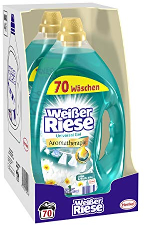 Weißer Riese Gel universal aromaterapia Lotus & Lirio blanco, detergente líquido, 140 (2 x 70) lavados, experiencia aromática gigante
