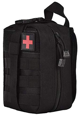 Wolike Trousse de premiers secours vide tactique médicale EMT kit de survie d'urgence en plein air voyage Molle Ripaway EMT pour sac banane médical multifonction kit utilitaire militaire (noir)