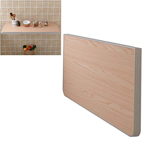 DJZZ Tavolo Pieghevole da Parete per Home Office, Scrivania da Muro,Tavolo per Computer, Tavolino da Cucina Compatto, Salvaspazio, Legno Massiccio Bordo in Alluminio
