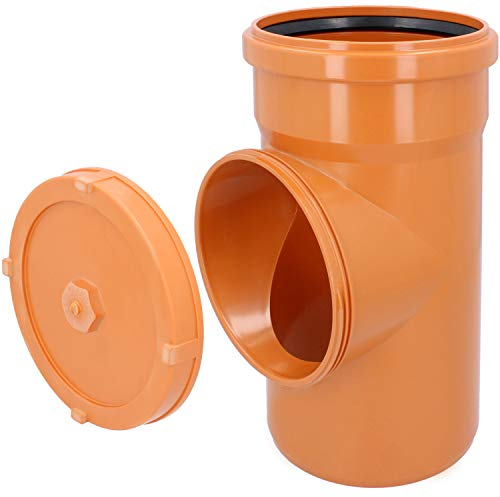 PP Reinigungsrohr Revisionsrohr Ø DN 160 mm Orange KG-Rohr mit Revisionsöffnung Gummidichtringen Schraubverschluss | Abflussrohr Dachrinne Regenrohr Heißwasser Chemische Beständigkeit Abwasserrohr