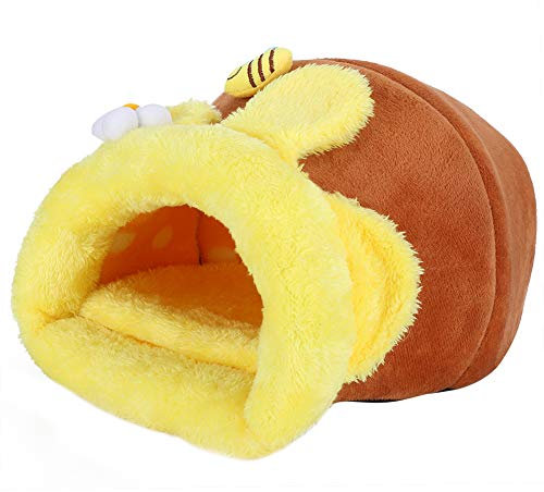Shanrya Nid de Coton pour Animaux de Compagnie en Forme de Pot de Miel en Tissu en Peluche, lit Confortable pour Petits Animaux, Coussin en Coton antidérapant Lapins pour écureuils(L Code)