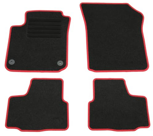 AD Tuning HG14289-ROT Fußmatten Set (4teilig) Schwarz Rot Autoteppiche Matten