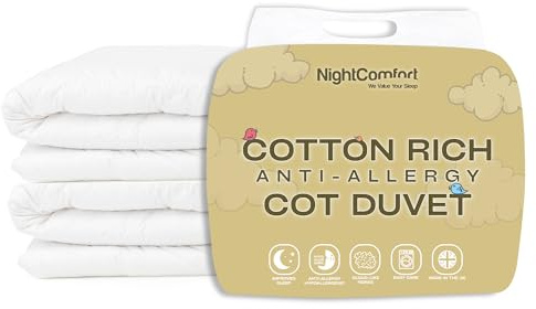 Night Comfort Lightweight 9 Tog Cot Bed Duvet for Toddler, Kids, Newborn, Baby Boys and Girls - Anti-Allergy Cot Bed Bedding Polycotton Quilted Nursery Comforter