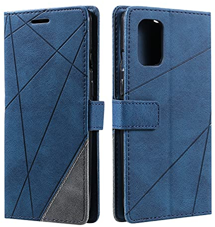 SONWO Hülle für OnePlus 8T, Premium Leder PU Handyhülle Flip Case Wallet Silikon Bumper Schutzhülle Klapphülle für OnePlus 8T, Blau