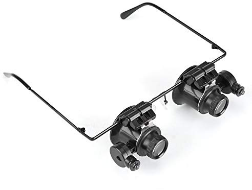Lupenbrille mit Licht, 20X Brillenlupe Uhrenreparaturlupe Uhrmacherlupe Juwelierlupen mit LED-Licht Verstellbare Halterung 2 LED Lichts für Lesen Elektriker Nähen Handwerk Juweliere