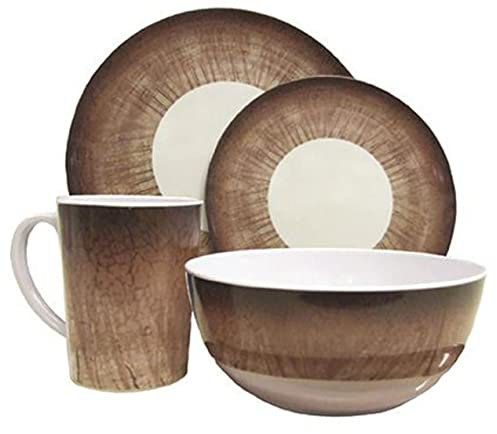 The Urban Company Dinner Set 16 Pcs -Picnic Plates, Bowls, Mugs, Side Plates Stone Design, Heat Resistant, Dishwasher Safe, Plastic,Camping, Holidays, Touring