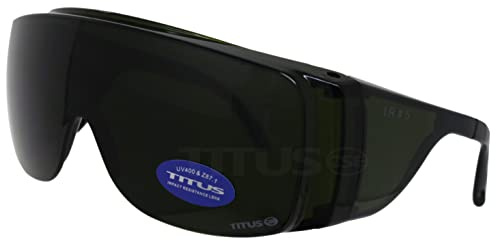 TITUS Retro Style IR Welding Safety Glasses w/Folding Side Shield or OTG Fit over Rx Glasses IR3 IR5 (IR#5 OTG, Glasses Only)