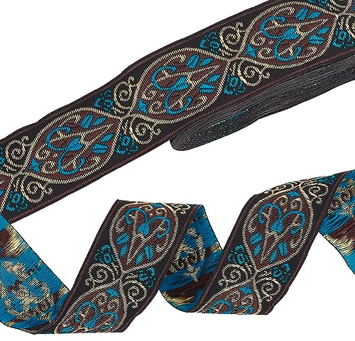 PH PandaHall 7m Vintage Jacquardband 3.3cm Boho Spitzenbesatz Ethnisch Besticktes Gewebtes Band Zum Nähen von Kleidung Basteln Heimdekoration Hochzeit Geschenkverpackung Kamerataschengurte