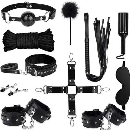 11PCS Sex Bondage Bed Restraints Set,BDSM Kits Whiraining Bondage Collection Blindfold & Ankle,Sex Toys with Hand Cuffs Set for Male Female Couple Sex Bondage Legs Restraints