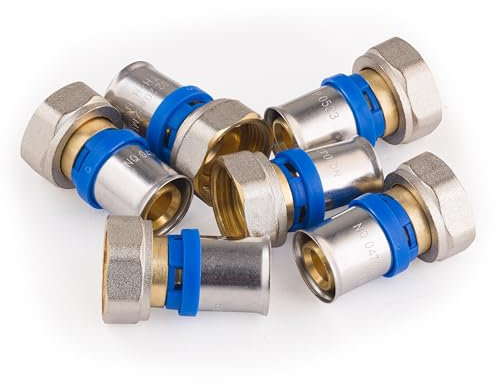 Raccordo dritto femmina Ø20 con dado girevole 3/4' multistrato a pressare (x6) | Connessione resistente e durevole | Ideale per impianti idraulici | Facile installazione | QUICK PLOMBERIE