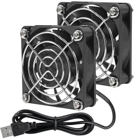 Lot de 2 ventilateurs USB 60 mm x 15 mm sans balais CC 5 V avec grille de ventilation 60 mm pour boîtier d'ordinateur PC