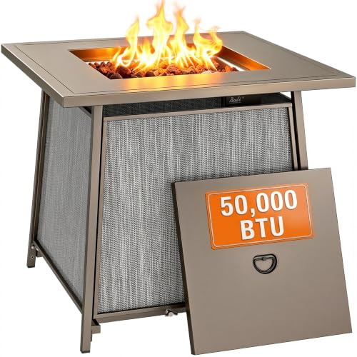BALI OUTDOORS 50.000 BTU Propangas-Feuerstelle für den Außenbereich, 71,1 cm Propangas-Feuerstelle, Tisch, quadratisch, Gas-Feuerstellen für Außenbereich, Terrasse, Garten, Hinterhof