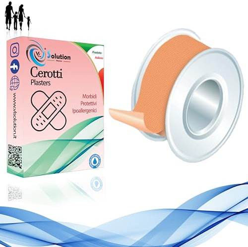 Cerotti su Rocchetto - Cerotto in tela su rotolo per medicazioni e fissaggio benede e/o compresse di garza. Dimensioni 5 m. x 1,25 cm Cerotto ritagliabile a misura, su pratico cerotto da taglio.