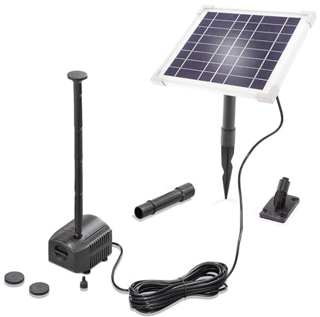 esotec Solar Teichpumpenset mit Akku 6/230 LiFePO4, Solar Teichpumpe 230 l/h 6,4 VDC, Wasserspiel Springbrunnen IP68 außen 101933
