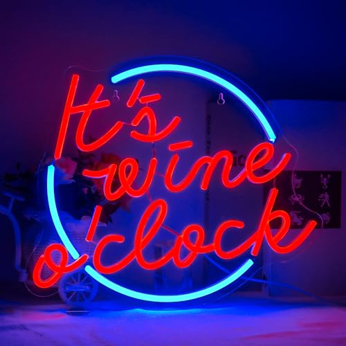 Horseneon It's Wine O'clock Neon Schild LED-Buchstabe Neon Sign Neonlicht Schriftzug Leuchtreklame für Wanddekoration USB-betriebene Neonlicht für Schlafzimmer Bar Club Salon Neons Partydekorationen