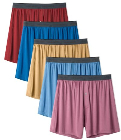 DAVID ARCHY 5 Boxer Uomo in bambù, Mutande a Pantaloncino, Comodi, Leggeri e Traspiranti