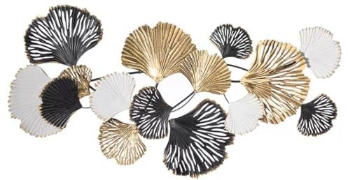 AMYSTY Wandskulpturen Wanddeko Wandornament Wanddekoration Aus Metall, Ginkgo-Blatt, Wanddekoration, Wanddekoration Für Wohnzimmer, Schlafzimmer, Dekoration Wandschmuck Wanddekoration