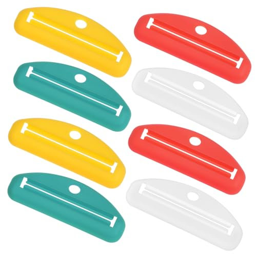 ORFOFE 8 Pcs Manual Toothpaste Squeezer Tube Roller Clip Set Multi-Color Portable Toothpaste Extruder Tool Bathroom Waste Reducer for Travel and Home Use