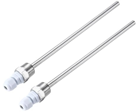 QUARKZMAN Lot 2Pcs Puits Thermométriques G1/2 Longueur 200 Mm Blanc | 8 Mm Diamètre, en Acier Inoxydable 304, Sans Soudure, avec Presse-Étoupe, pour Fermenteur Bière