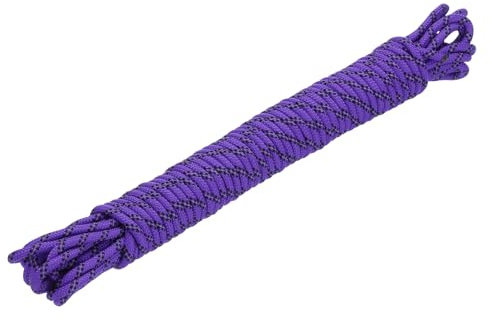 QUARKZMAN Cuerda De Polipropileno Trenzada En Forma De Diamante Cordón De Nylon 1/4 50ft/15m Alta Resistencia para Uso En Interiores Y Exteriores Barcos Línea De Ropa-6mm, Morado/Negro