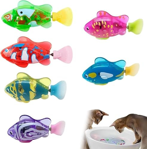 Lopxenu 6PCS Elektronischer Haustier Fisch, Schwimmen Roboter Fisch Spielzeug für Katzen, Elektrisches Fischspielzeug, Katze Interaktives Haustierspielzeug Schwimmen Baby Bad Spielzeug