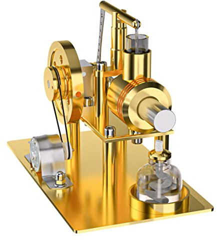 Metal Balance-Style Stirling Engine Assembly Model Kit, DIY Steam Model Set, Science and Education Gift (Gloden/KIT Version)