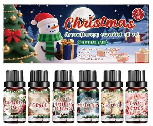 Aceites esenciales para velas, de ambiente de Navidad para el hogar - 6 piezas portátil para mujer, hombre, baño, yoga, meditación, coche,