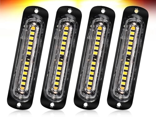 SQWDWEGF Indicatori di direzione 4x 12LED Strobe Warning Grill Grill Hazard Flash Light Bar Car Truck Pickup SUV Beacon Lamp Lamp Ambra Giallo Arancione Traffico 12V 24V Indicatore di direzione a LED